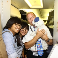 With our flight captain!! And flight dog!