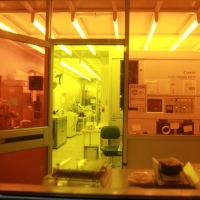Yellow room where they print on silicon wafers